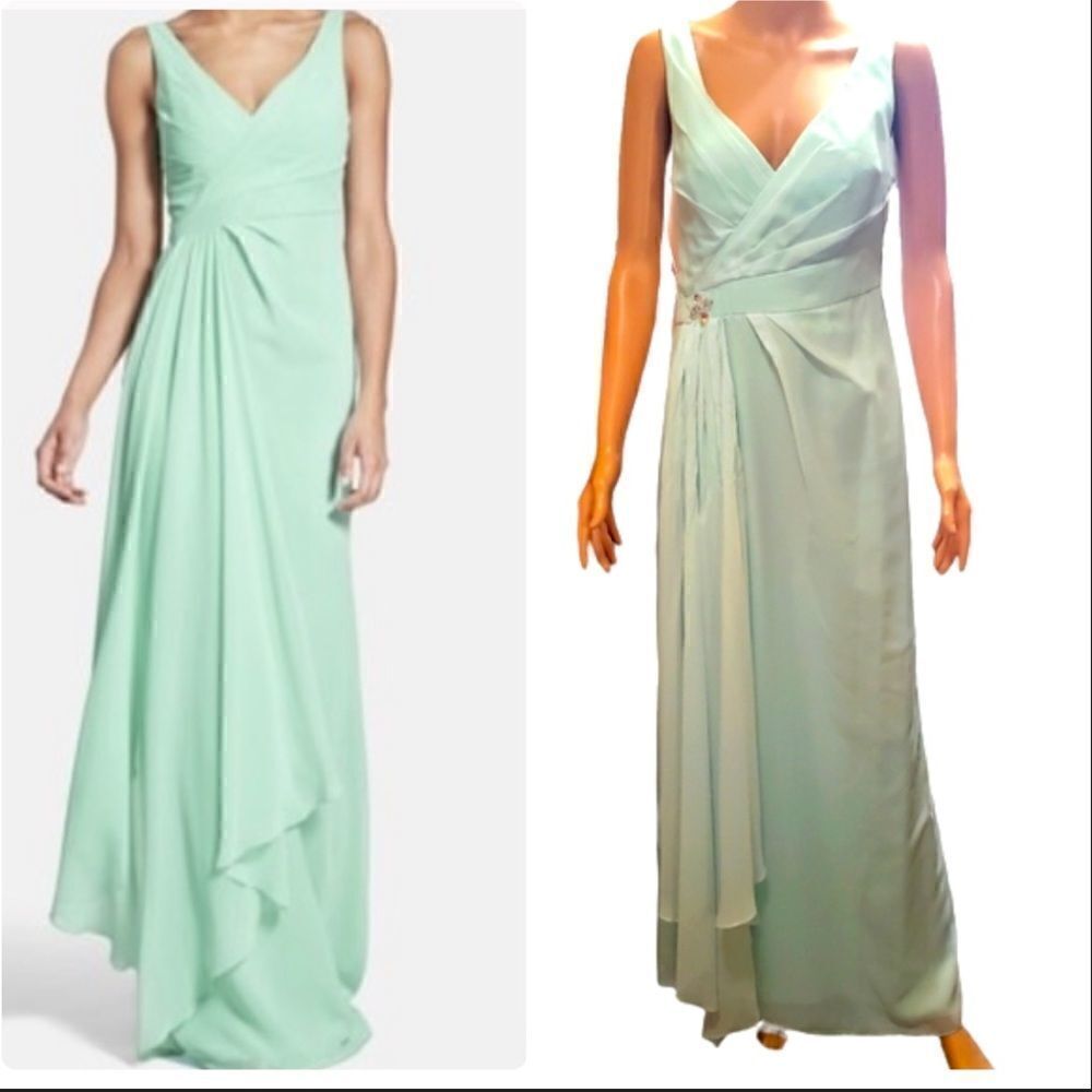 Monique Lhuillier Mint Green Bridesmaid Gown Size 6